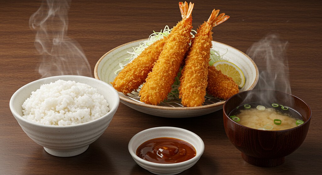 深夜食堂のエビフライ定食