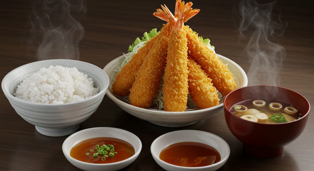 深夜食堂のエビフライ定食
