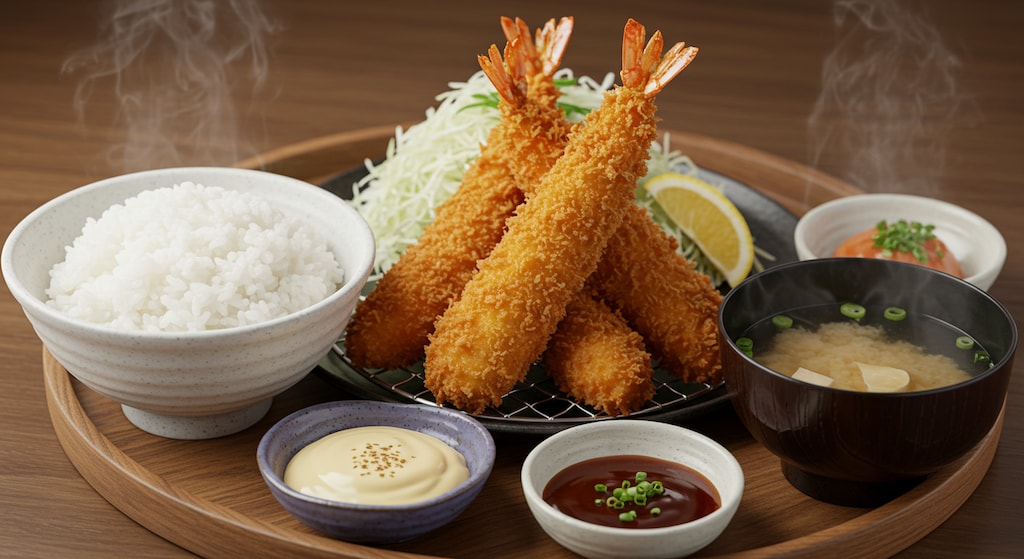 深夜食堂のエビフライ定食
