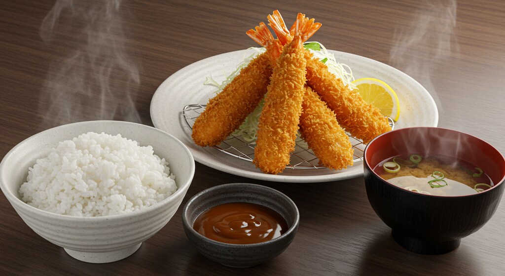 深夜食堂のエビフライ定食