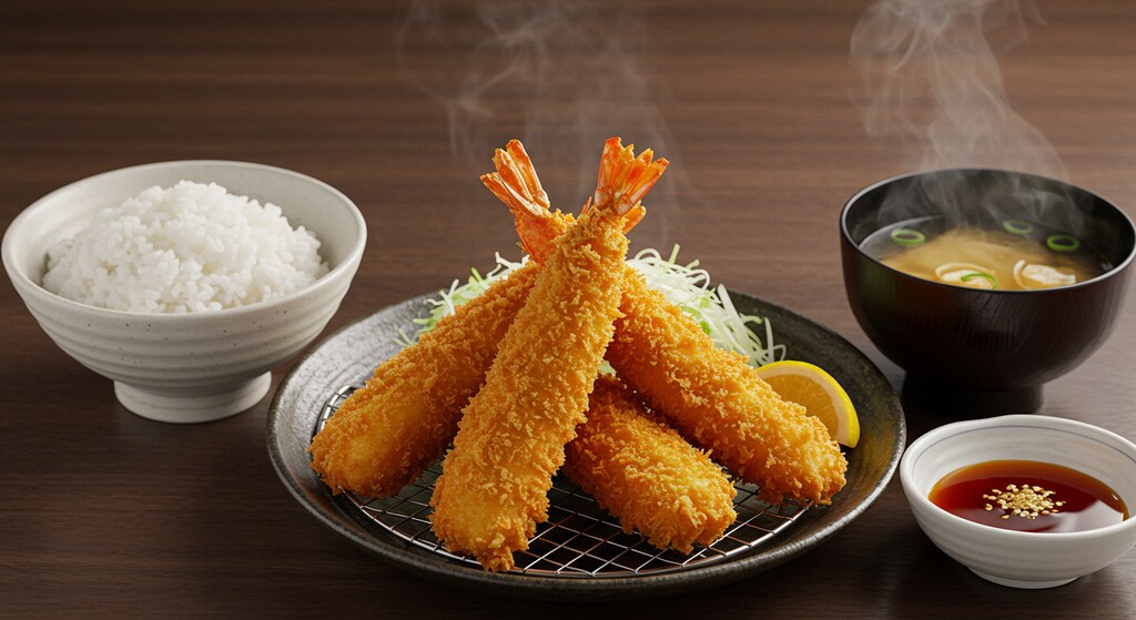 深夜食堂のエビフライ定食
