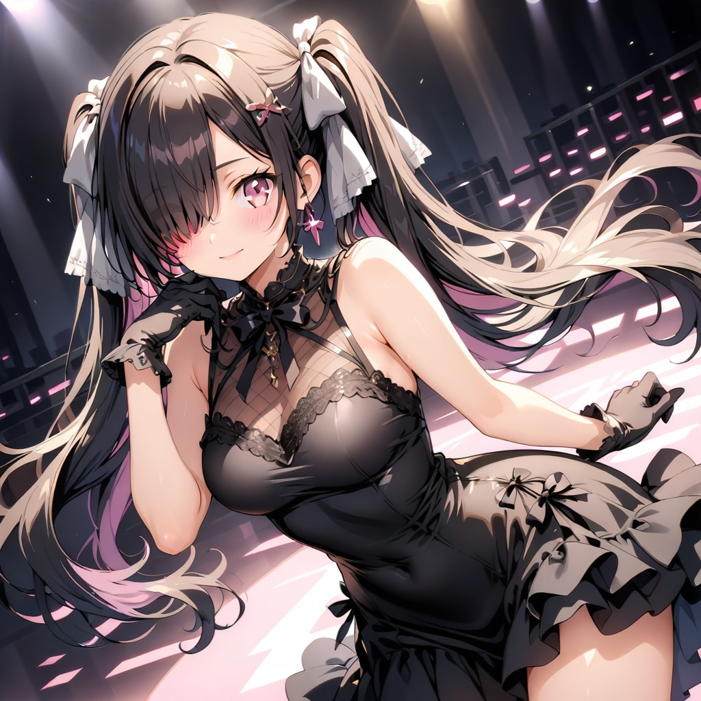 目隠れツインテ少女