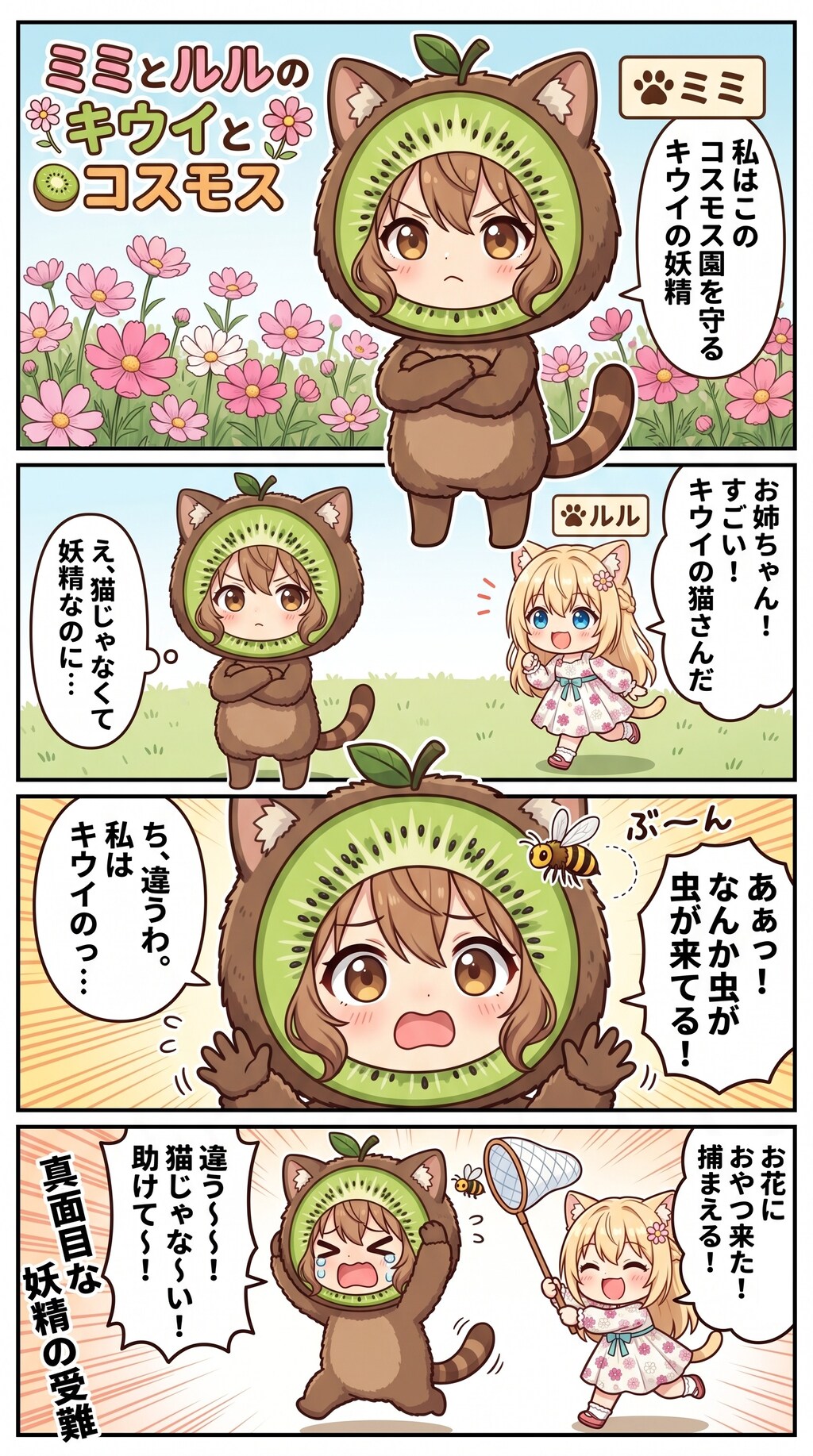 キウイとコスモス