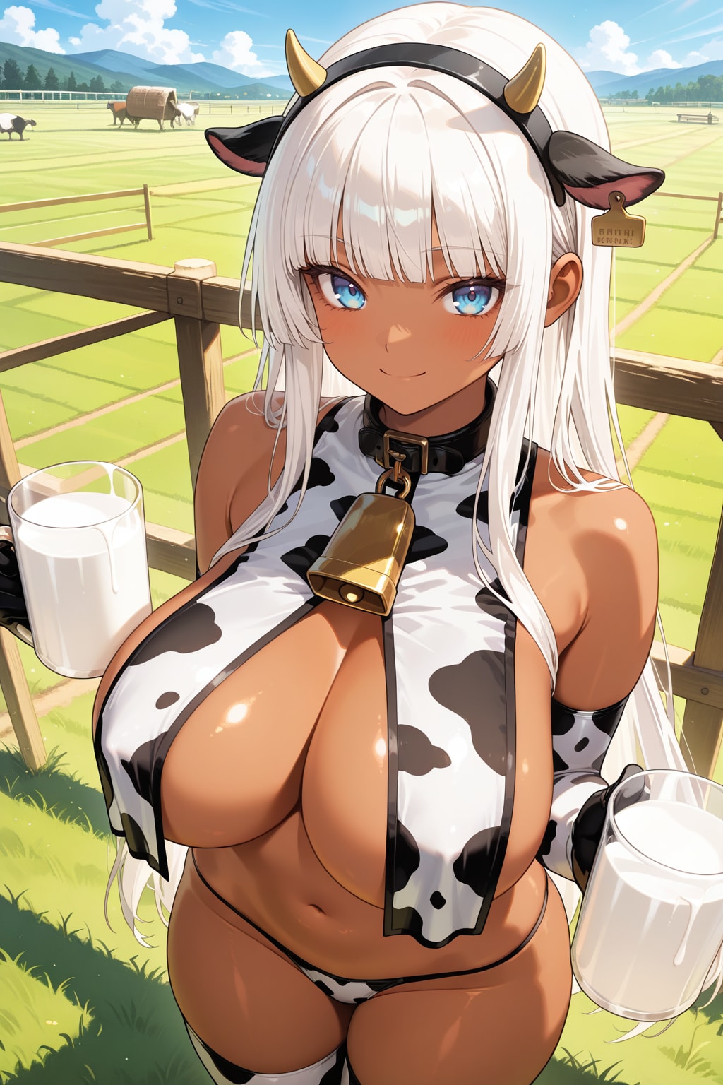 新鮮なミルク、飲みたい？ ふふっ……私の『ミルク』も、乳暖簾の下ですぐ飲めるよ♡