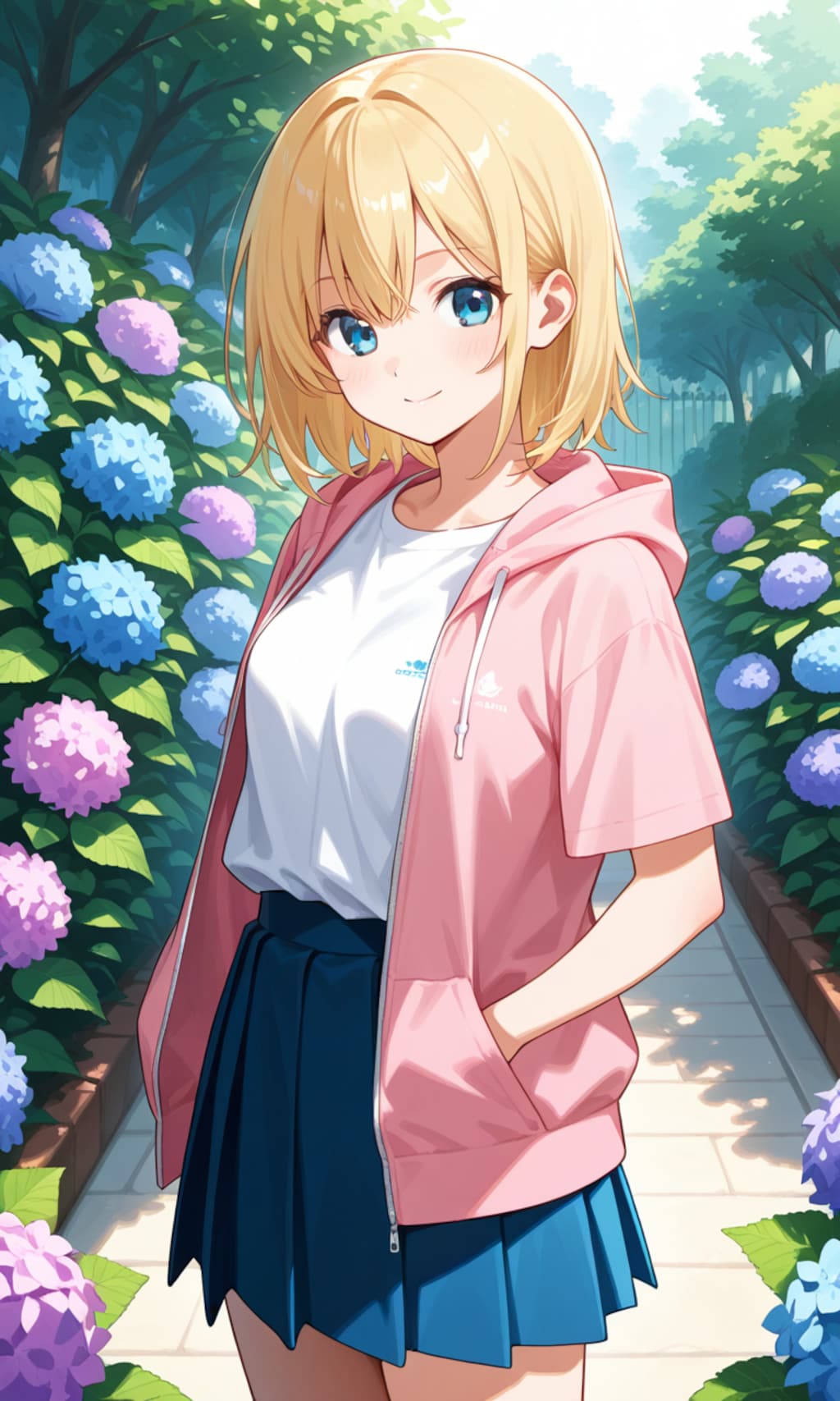 紫陽花に囲まれて