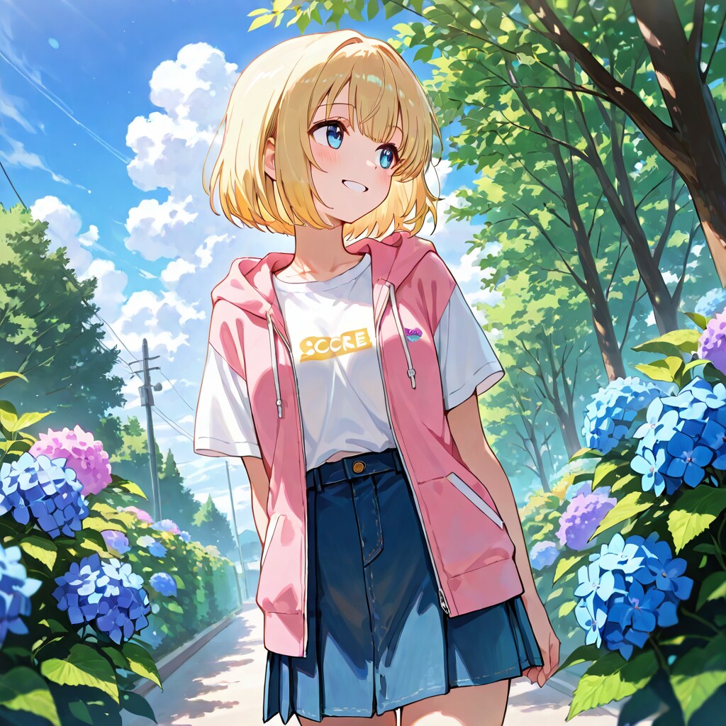 紫陽花に囲まれて