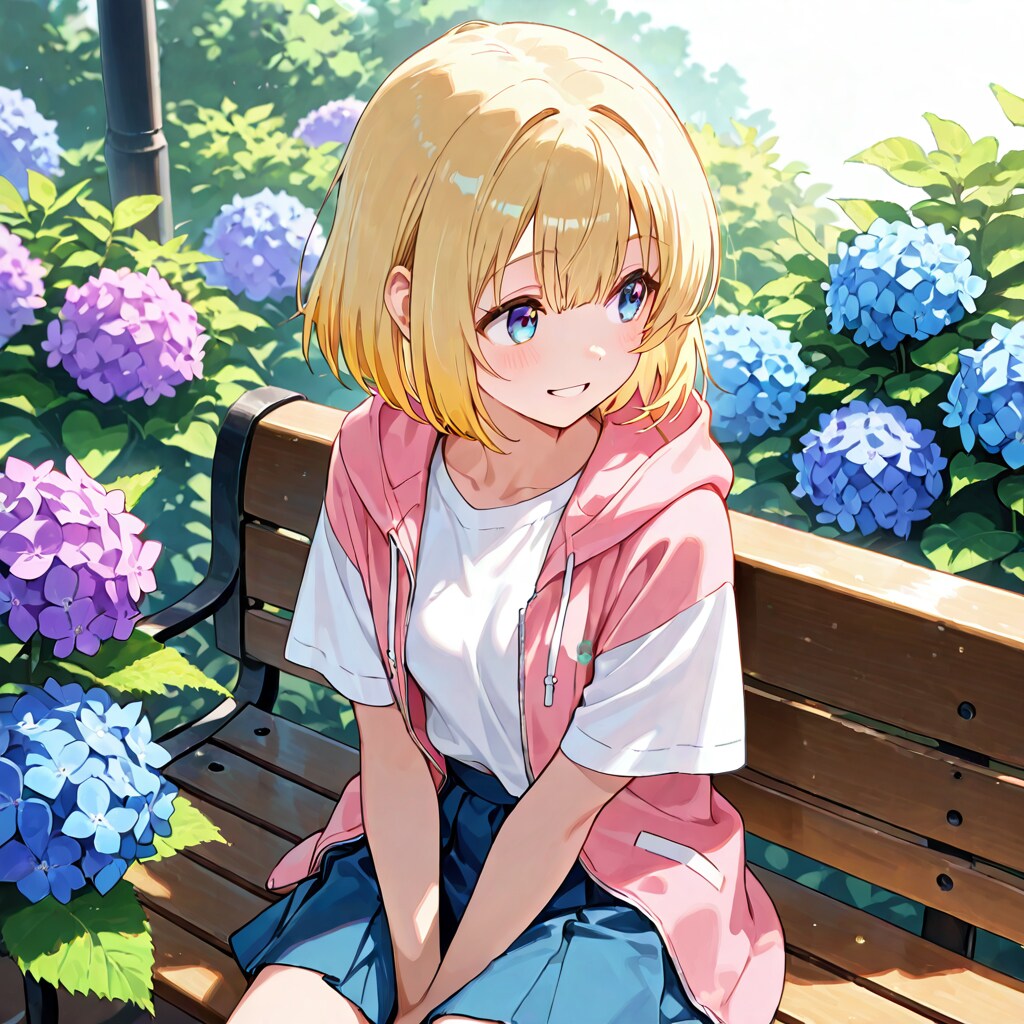 紫陽花に囲まれて