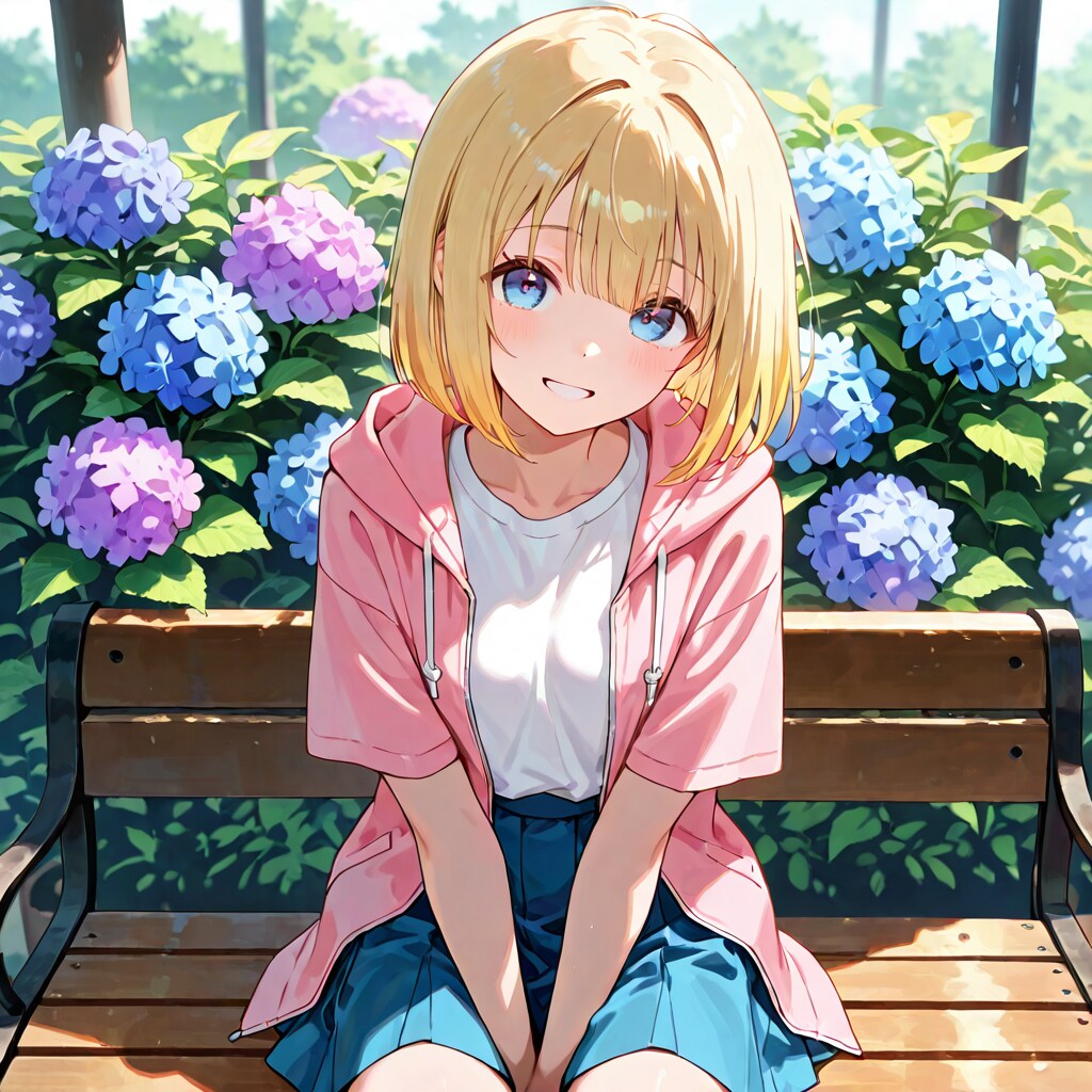 紫陽花に囲まれて