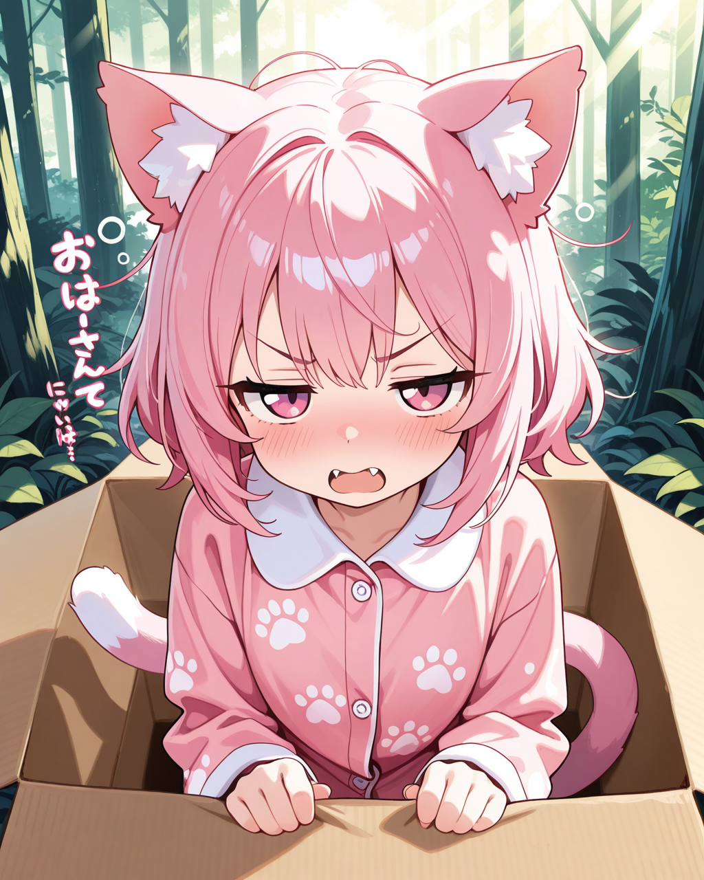 朝起きたら、段ボールに入れて森に捨て・・・いや、森に居たねこ。