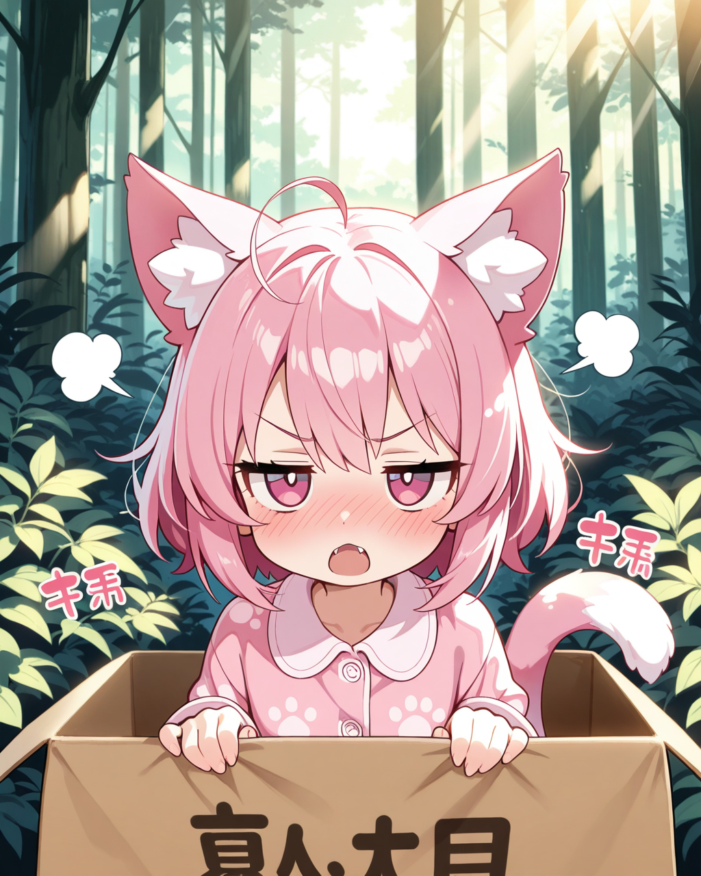 朝起きたら、段ボールに入れて森に捨て・・・いや、森に居たねこ。 | の人気AIイラスト・グラビア