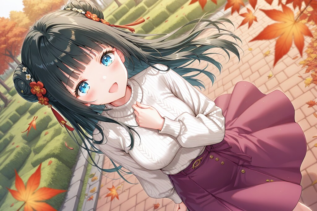 紅葉を見上げるおだんごちゃん🍡✨