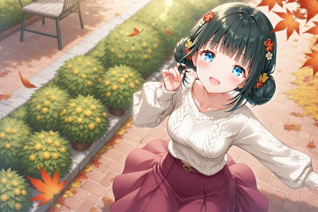 紅葉を見上げるおだんごちゃん🍡✨