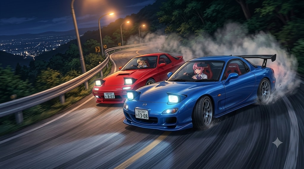2台のRX-7 ギャルちゃんとピンクアプドゥちゃん