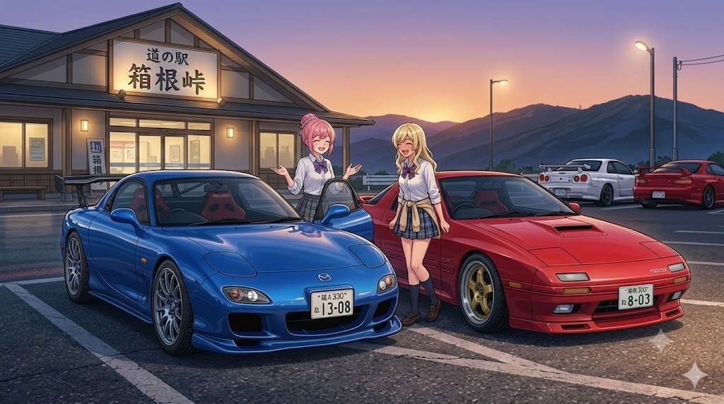 2台のRX-7 ギャルちゃんとピンクアプドゥちゃん