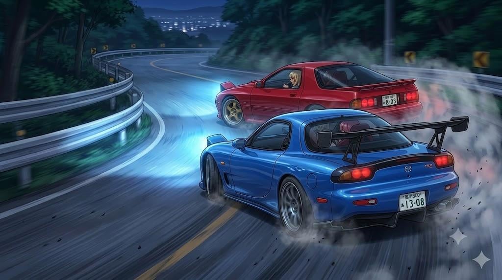 2台のRX-7 ギャルちゃんとピンクアプドゥちゃん