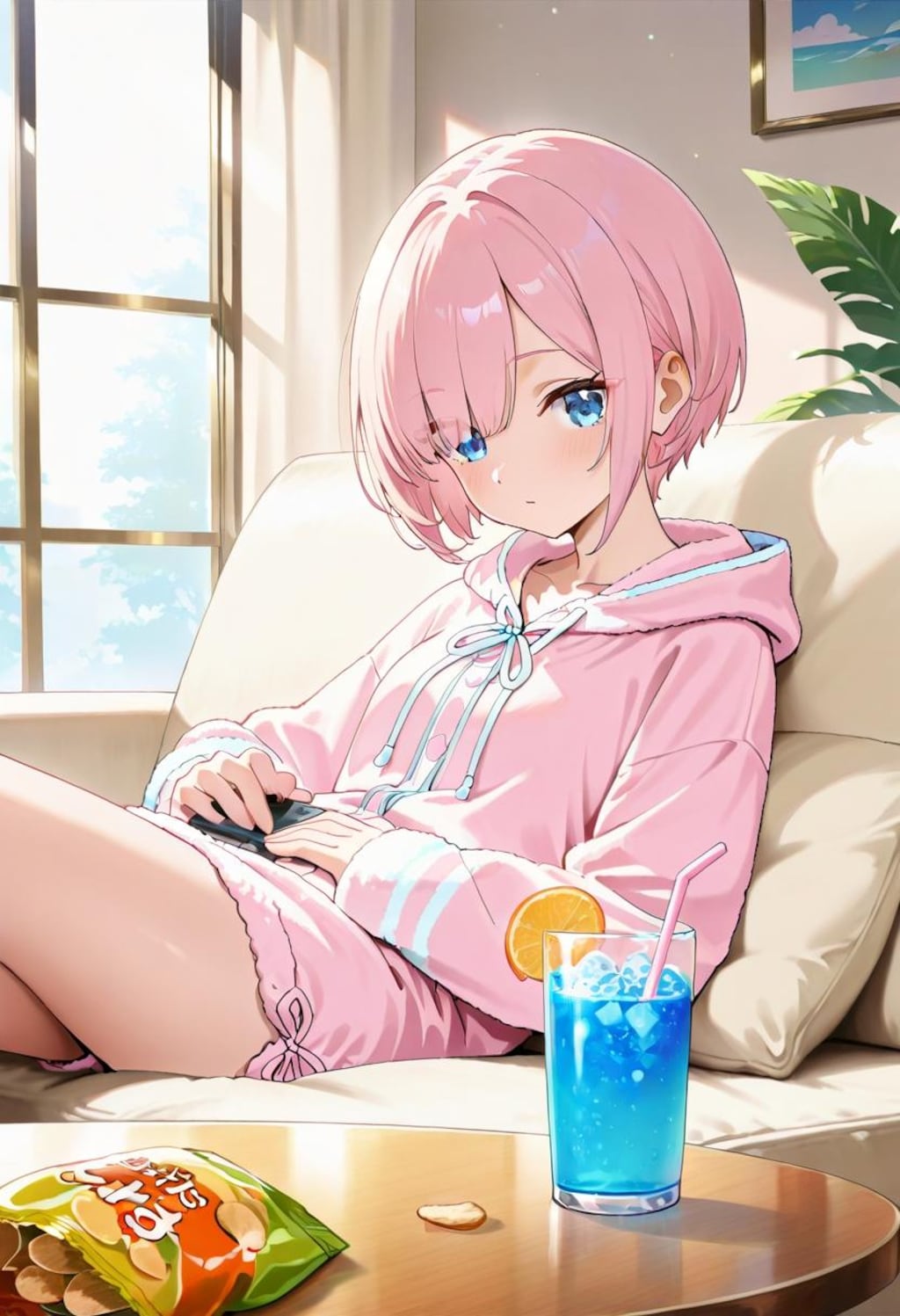 ソファーでくつろぐ