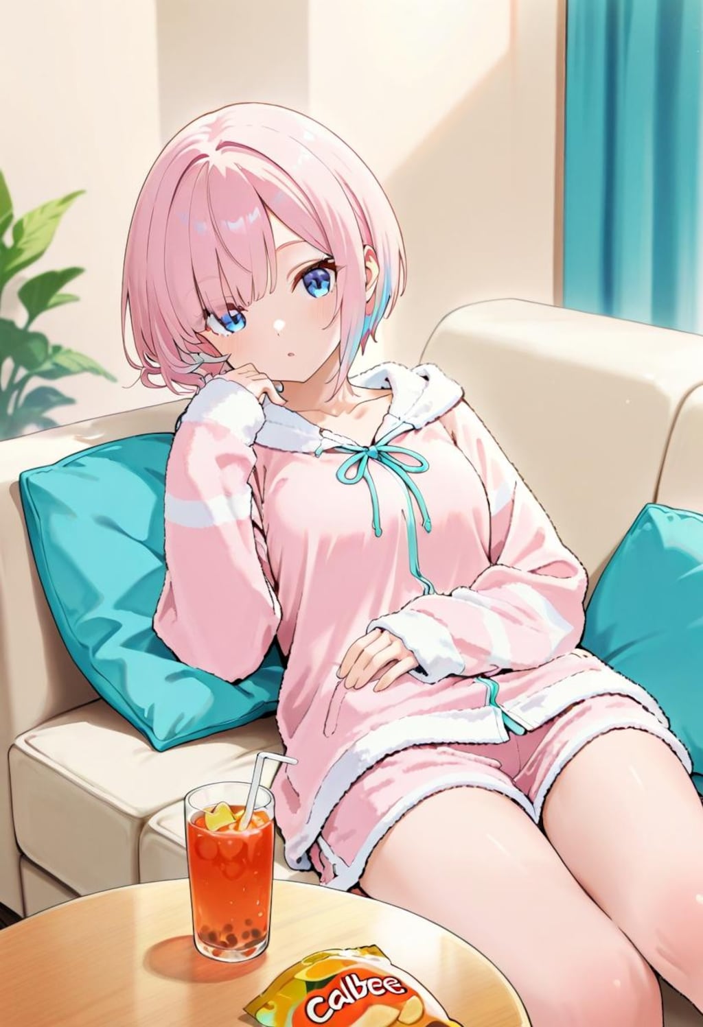 ソファーでくつろぐ