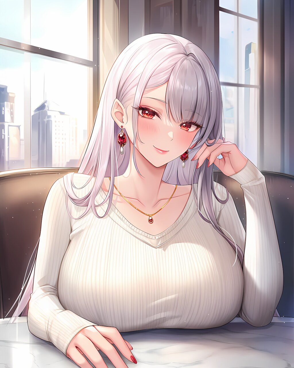 💕ホワイトVネックで誘う♡ミレナさん