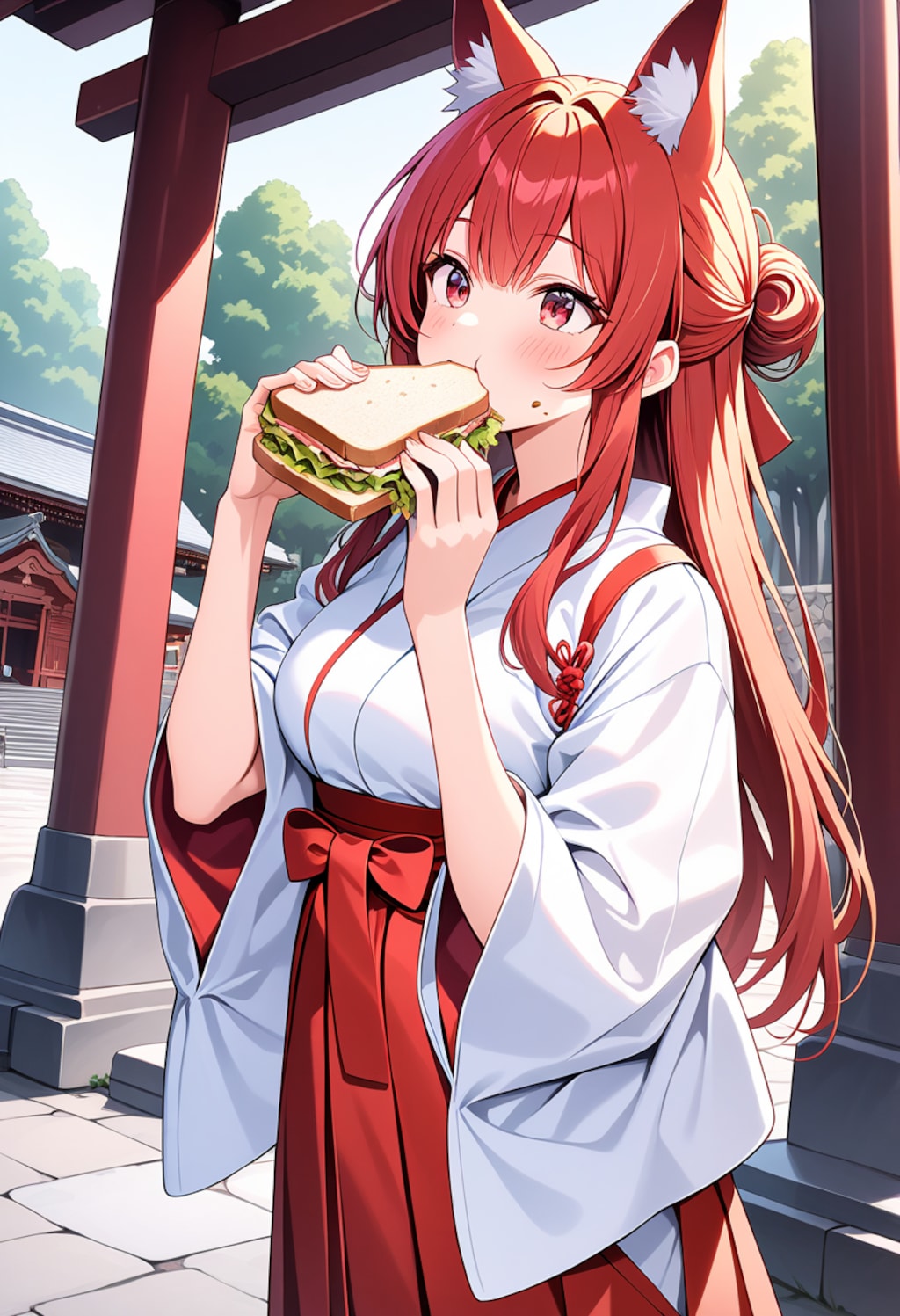 サンドウィッチ食べる