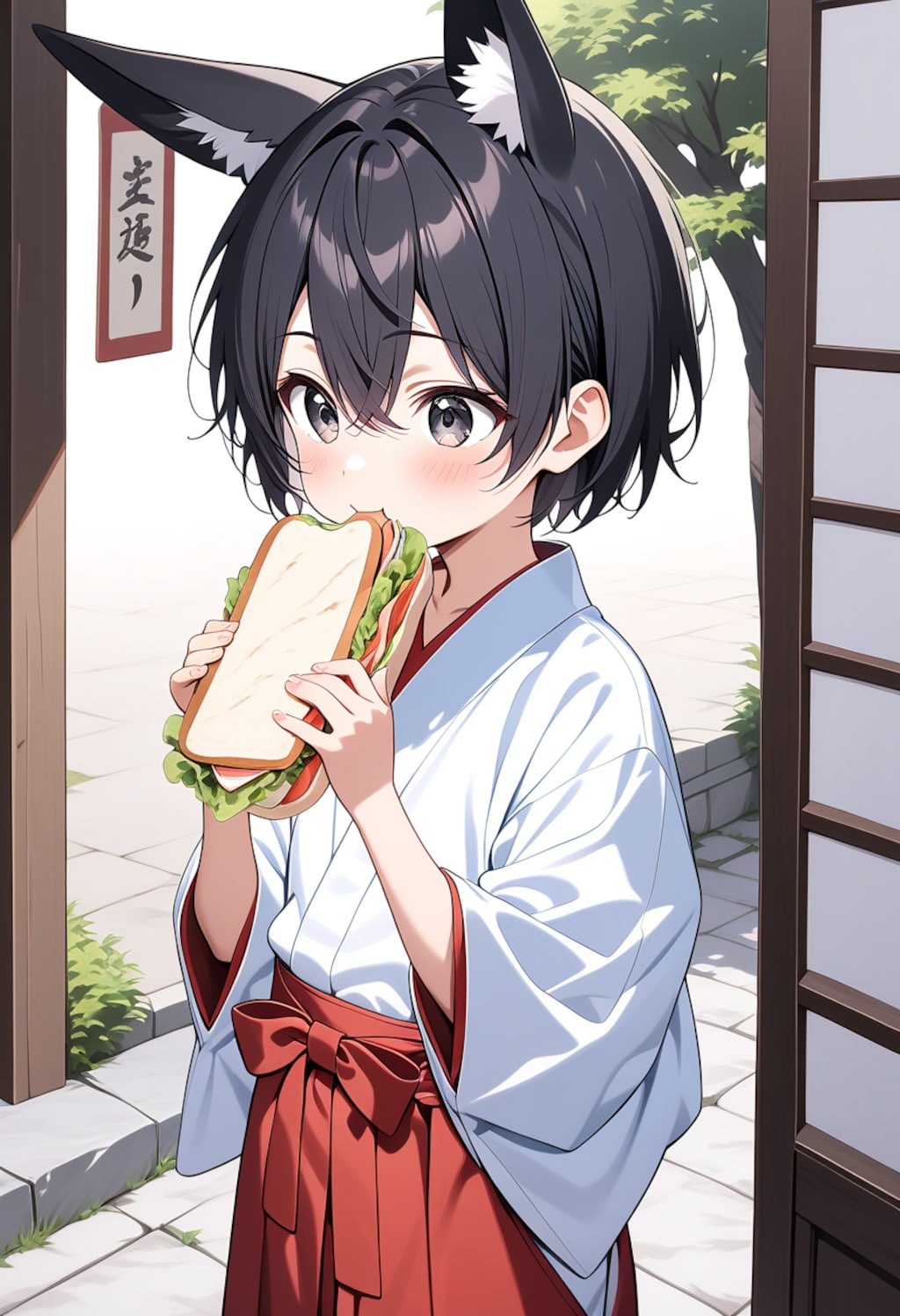 サンドウィッチ食べる