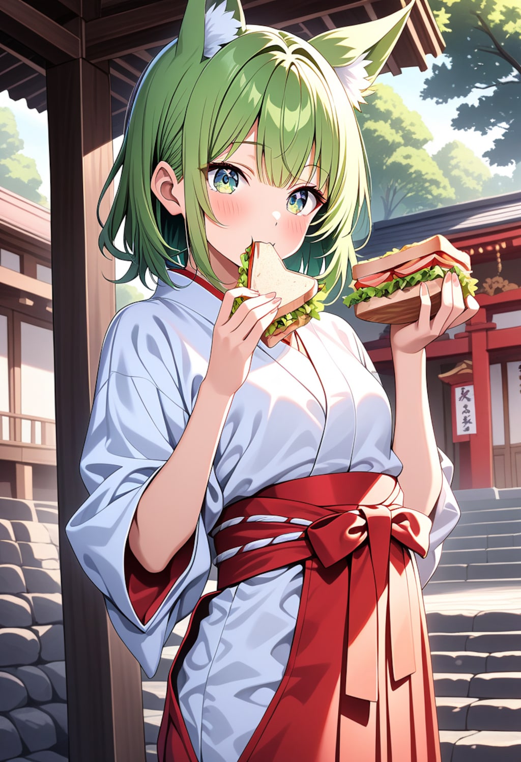 サンドウィッチ食べる