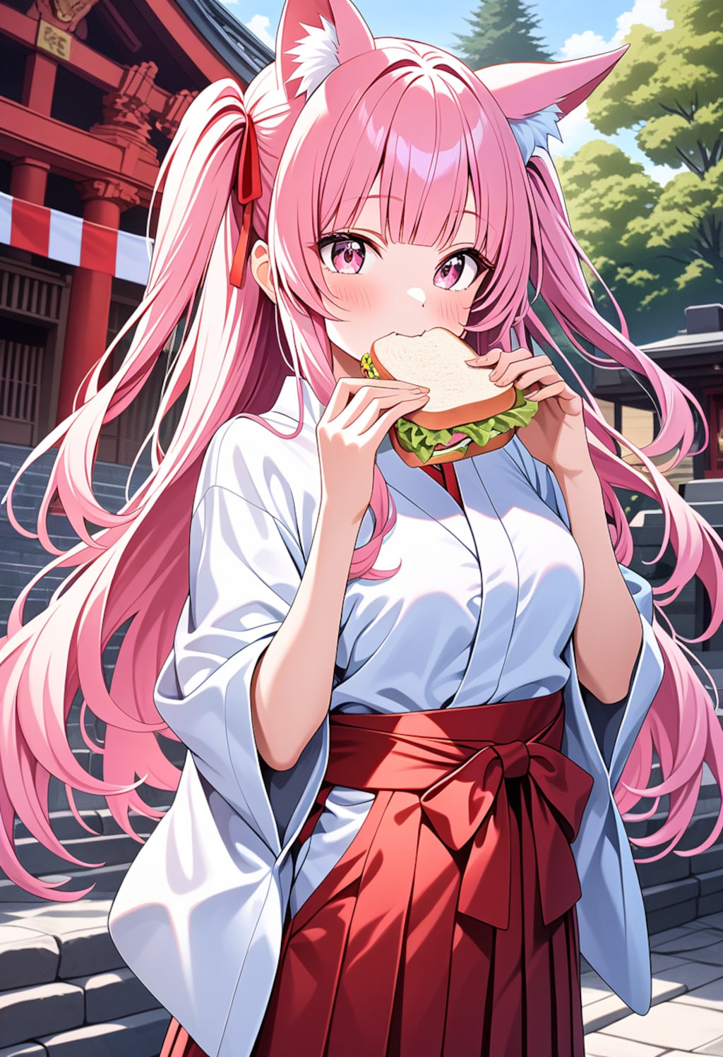 サンドウィッチ食べる