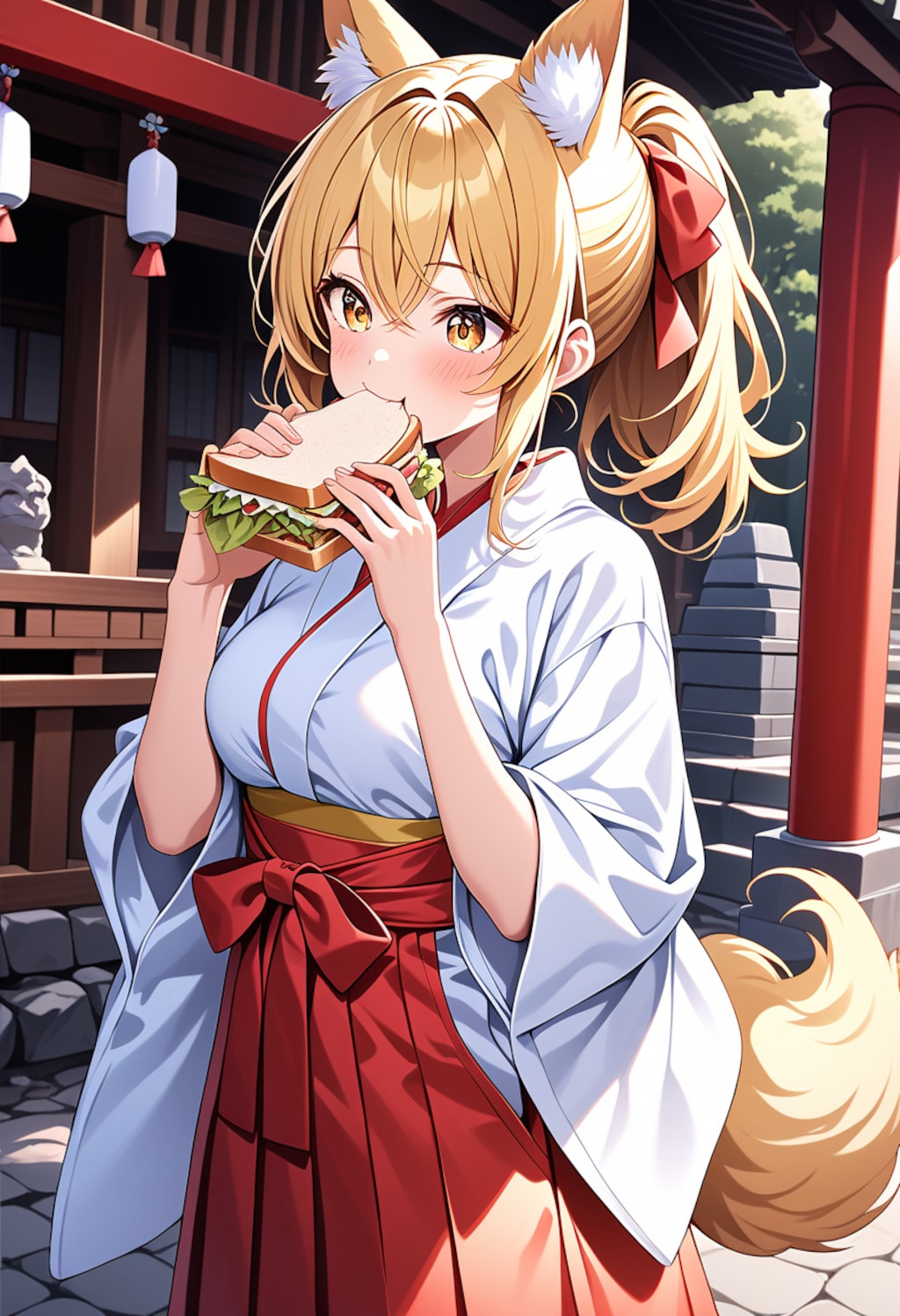 サンドウィッチ食べる