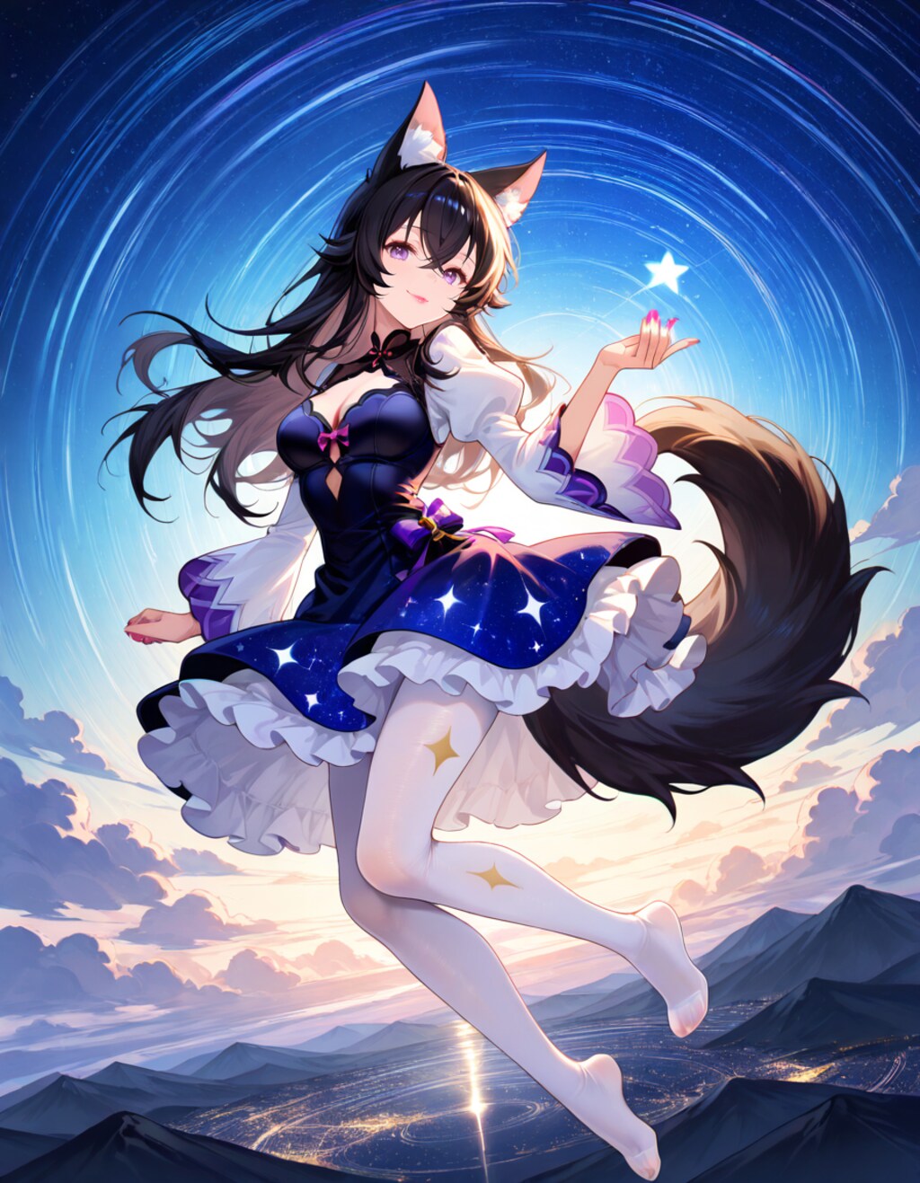 星空ドレスと星空