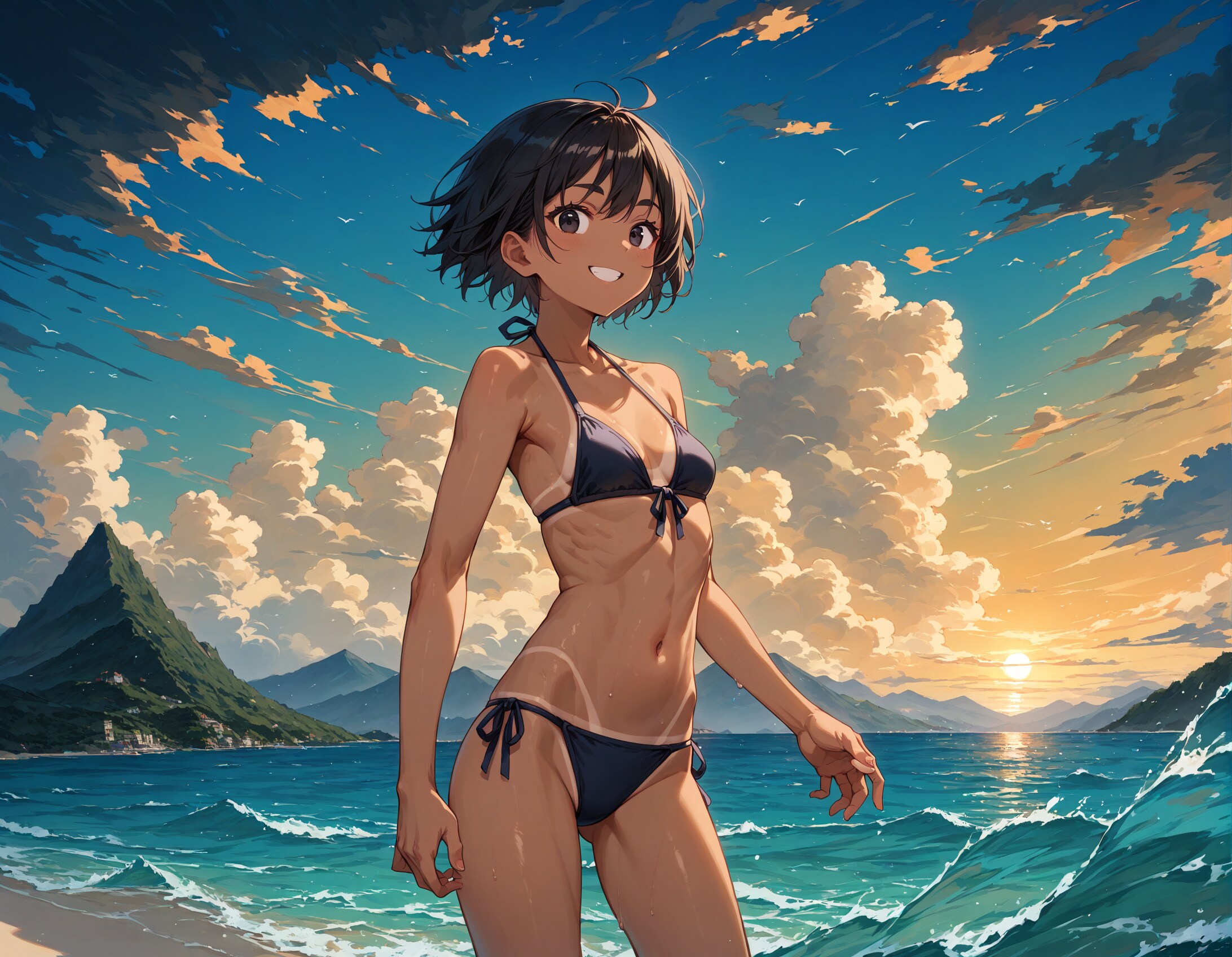 日焼けJKちゃんと海