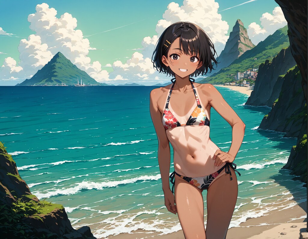 日焼けJKちゃんと海