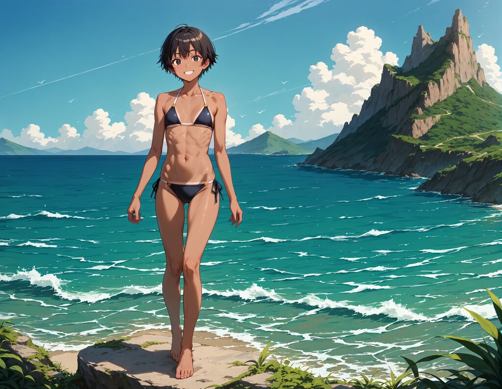 日焼けJKちゃんと海