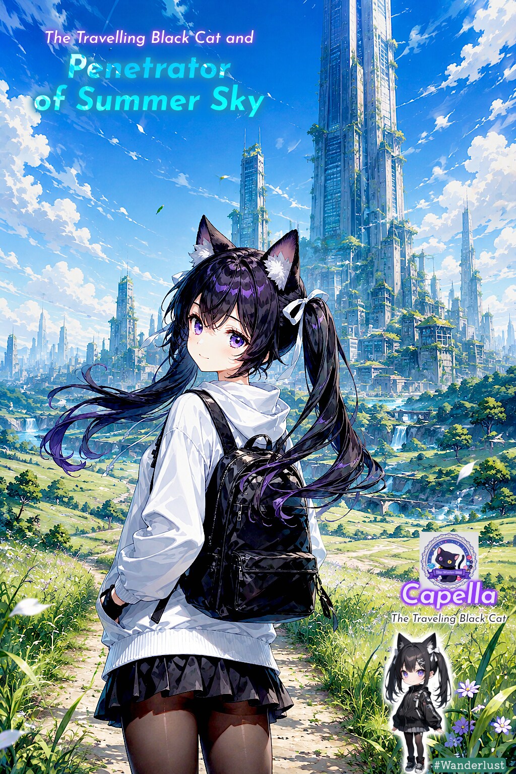 旅する黒猫と夏空を穿つもの | の人気AIイラスト・グラビア