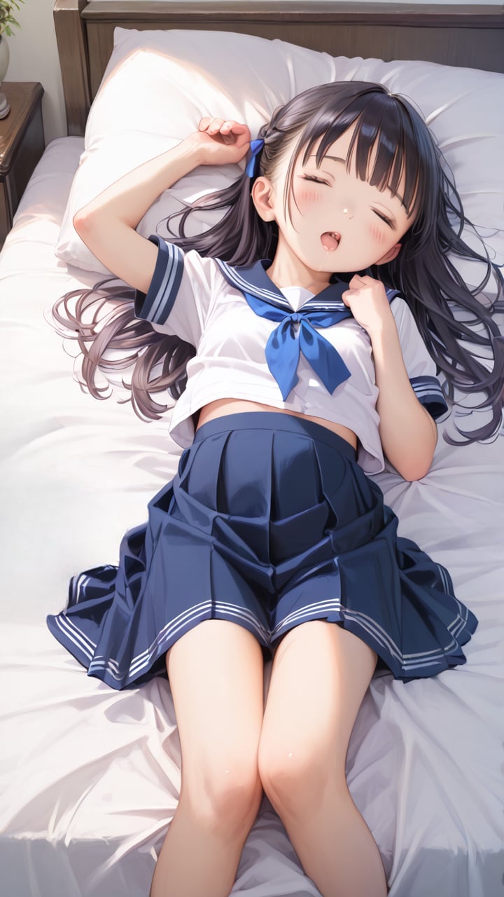 【サンプル】寝ているセーラー服長髪〇リJ〇ちゃんにフ〇ラ顔射（11枚）