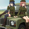 アニメキャラとランドローバー軍用車 2枚目