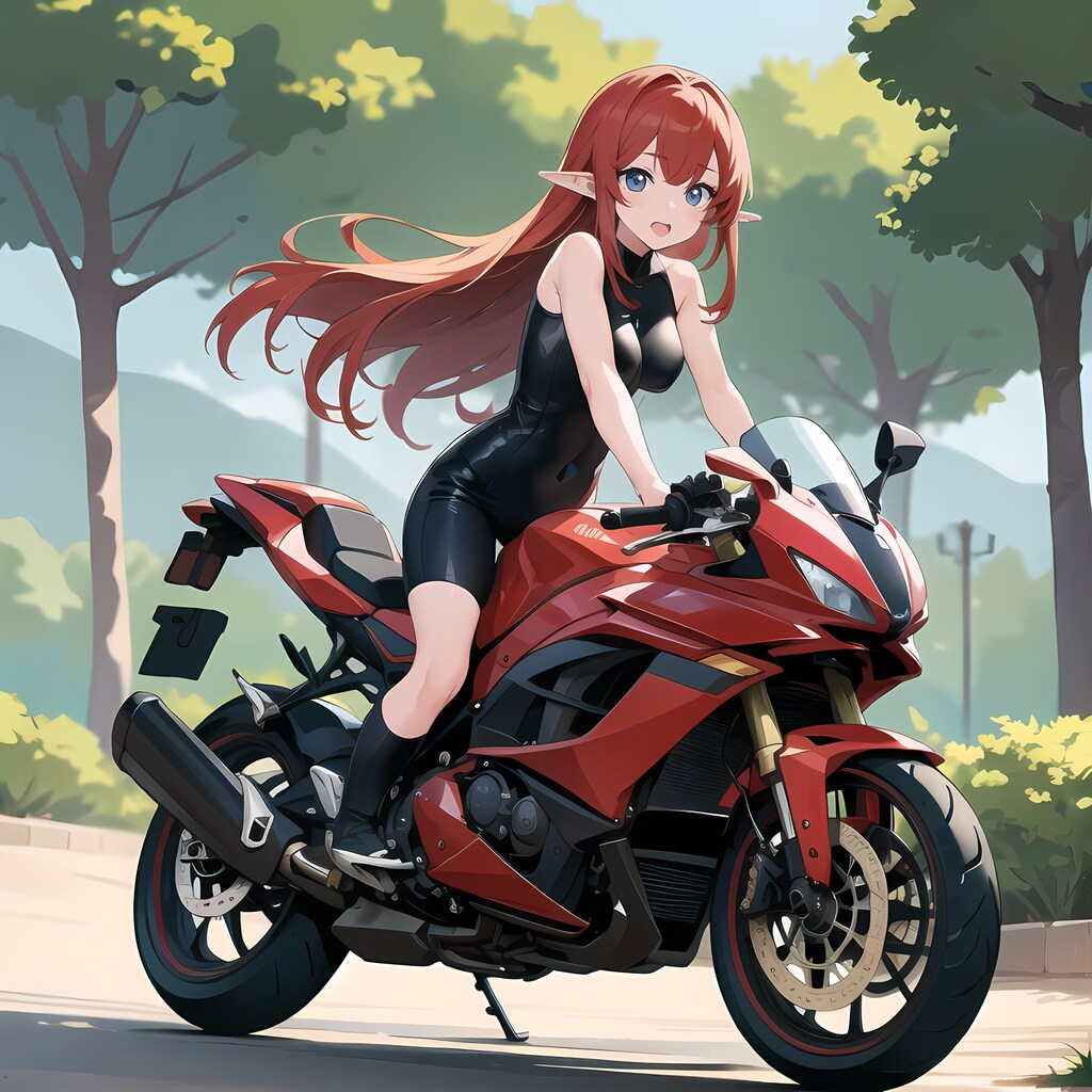 赤い髪のエルフっ娘とBIKE♪