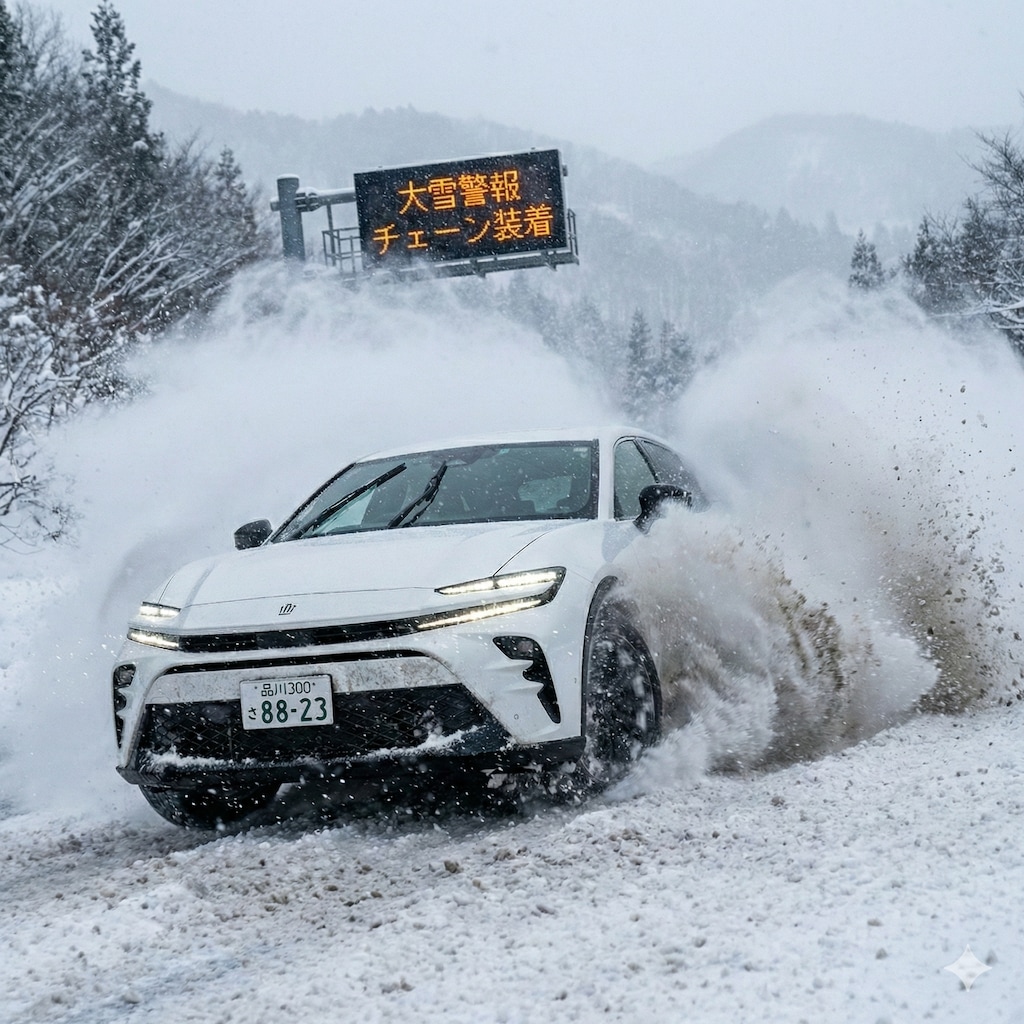 豪雪地帯を行くクラウンスポーツ