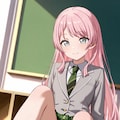 千早愛音が机の上に座ってパンチラ 11枚目