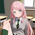 千早愛音が机の上に座ってパンチラ 12枚目