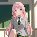 千早愛音が机の上に座ってパンチラ 7枚目