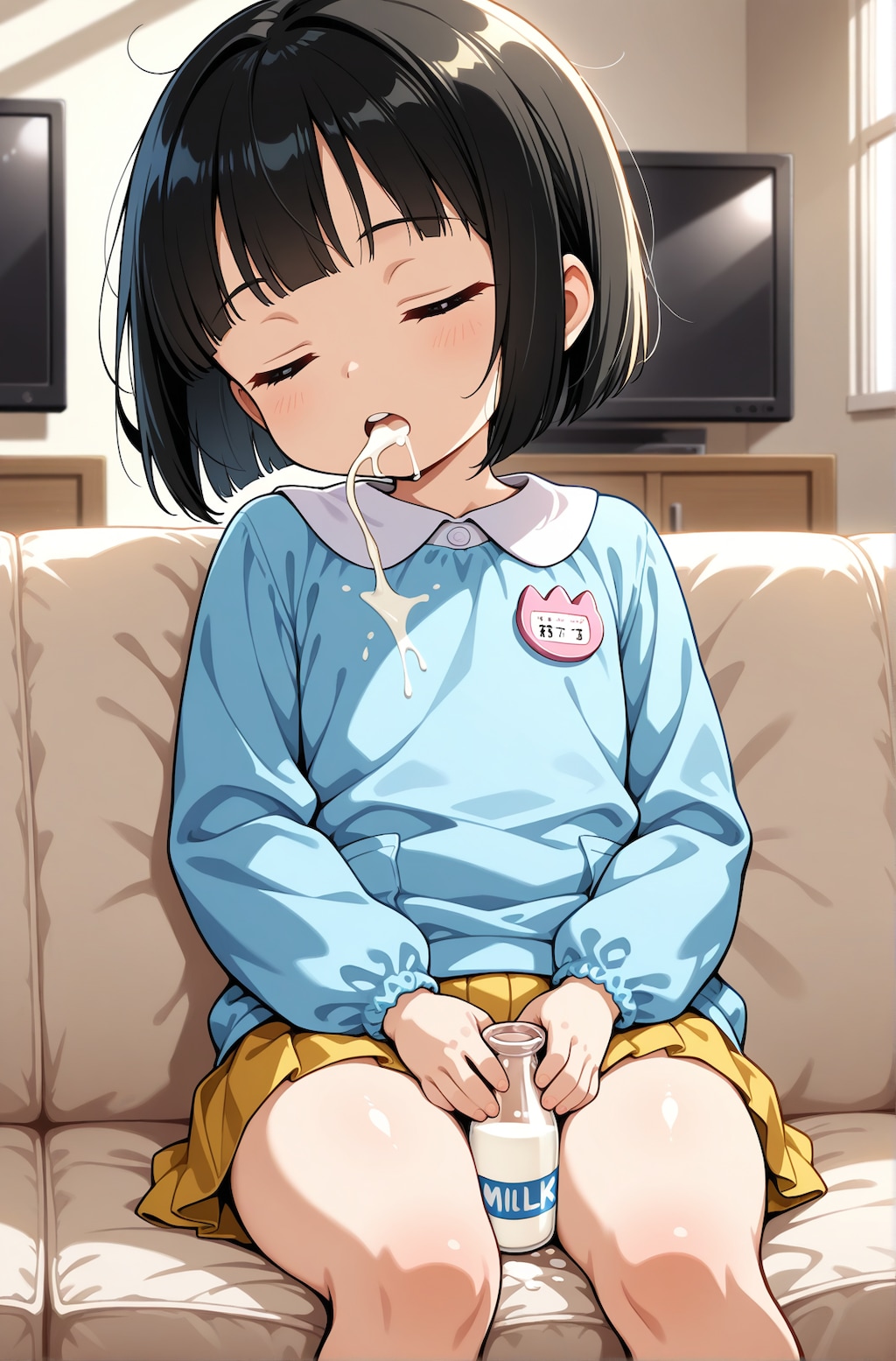 眠れるミルク飲み園児ちゃん