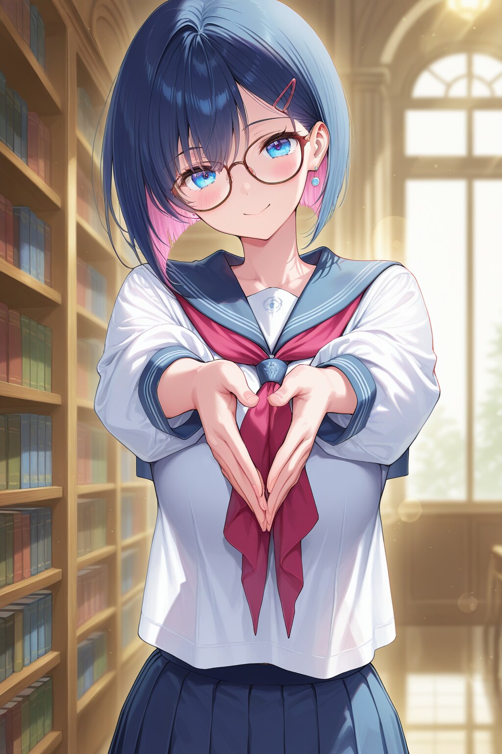 図書館にて