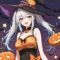 ハロウィン水着の銀髪ツインテちゃん 2枚目