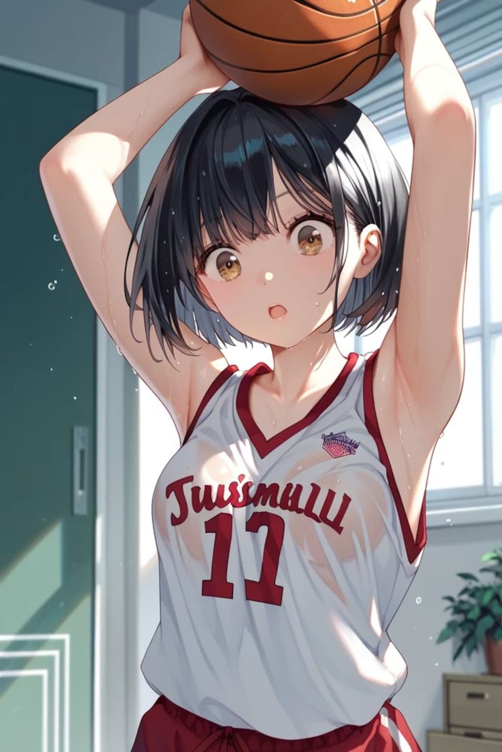 びっくり顔バスケちゃん（マンガ素材供養）