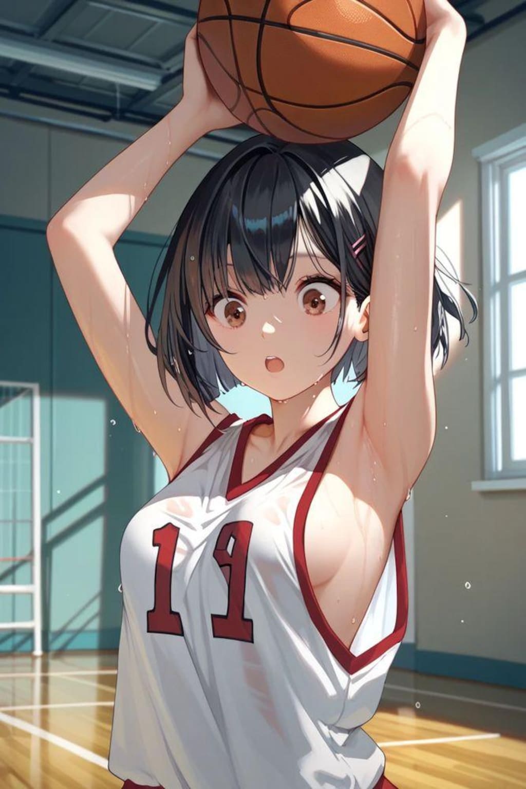 びっくり顔バスケちゃん（マンガ素材供養）