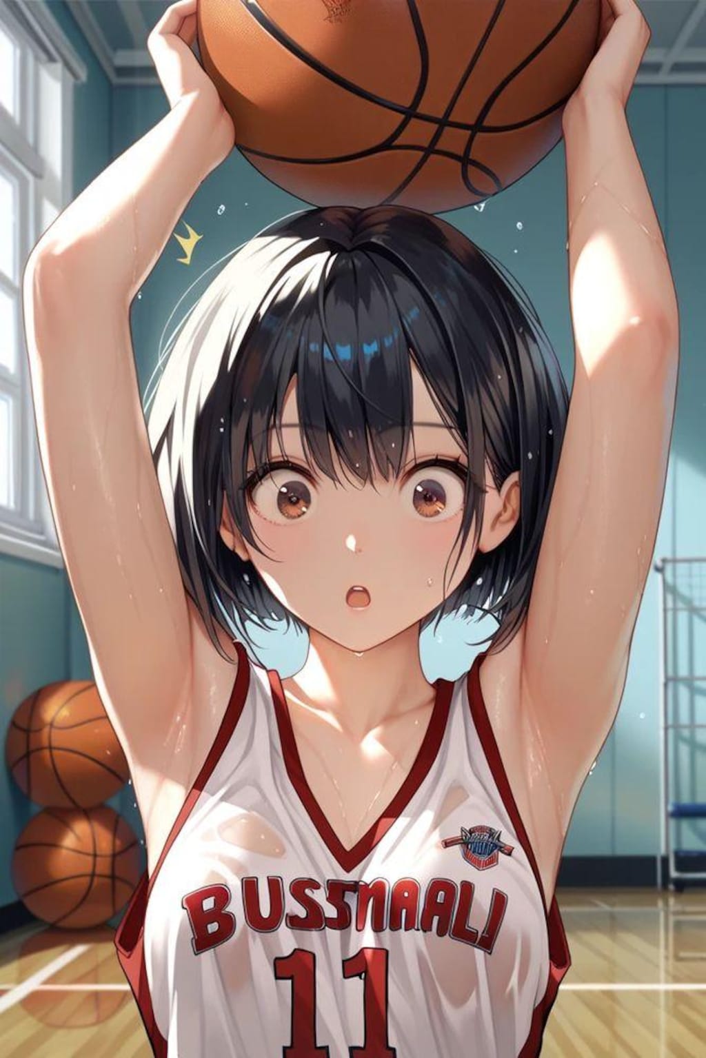 びっくり顔バスケちゃん（マンガ素材供養）