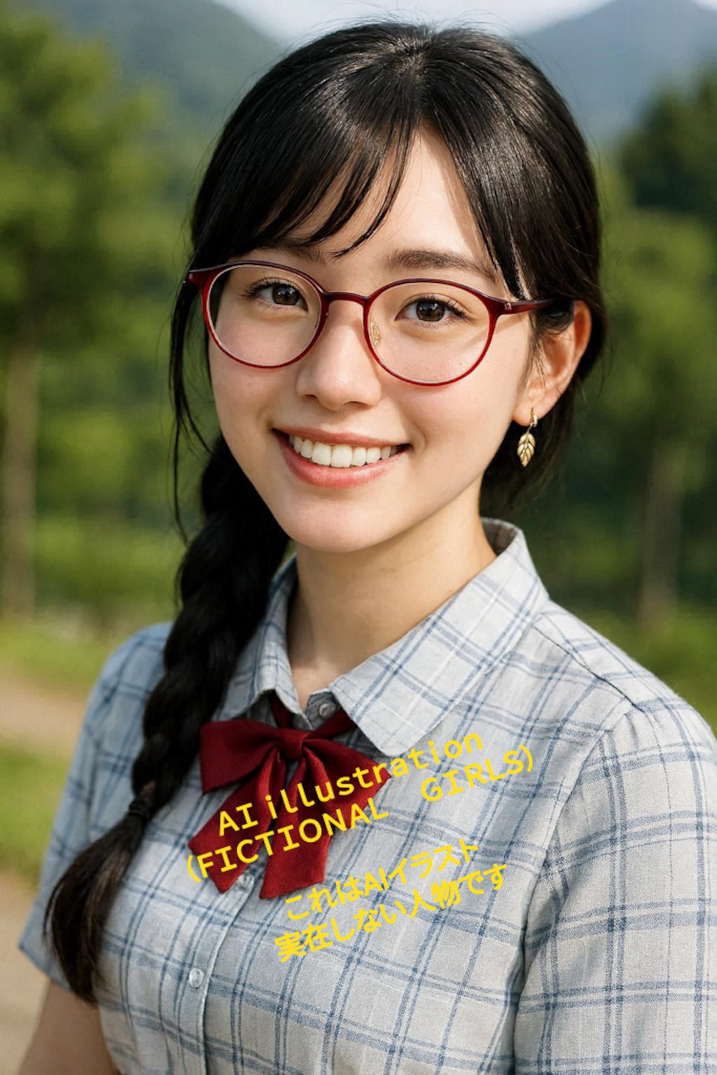 三つ編みのメガネ美少女