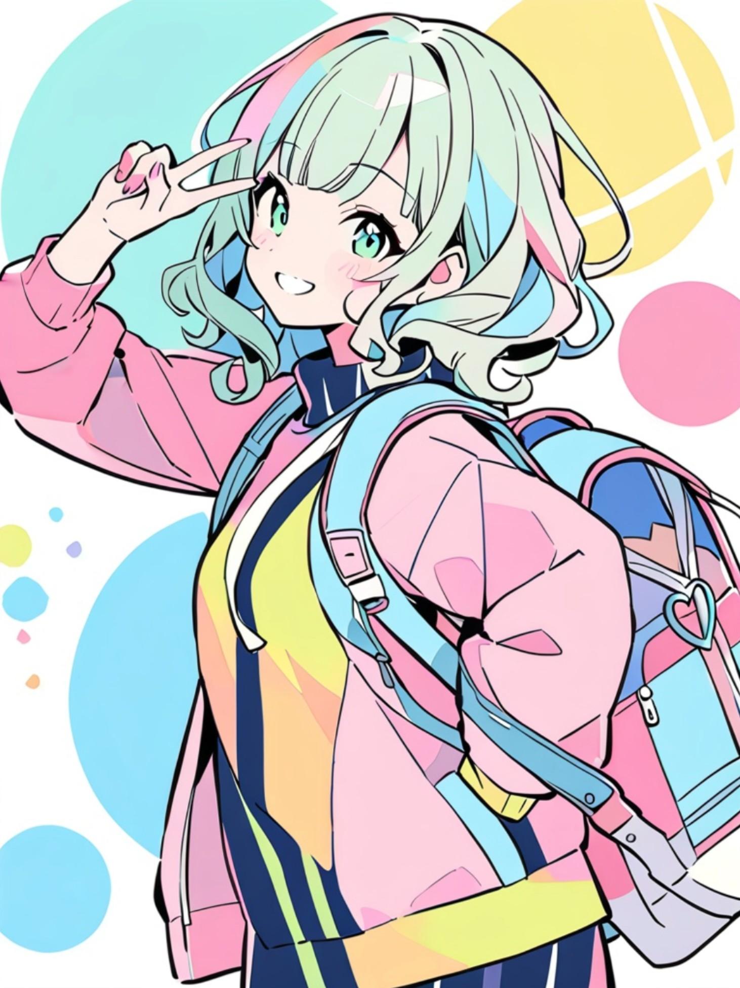 散歩する緑髪ちゃん