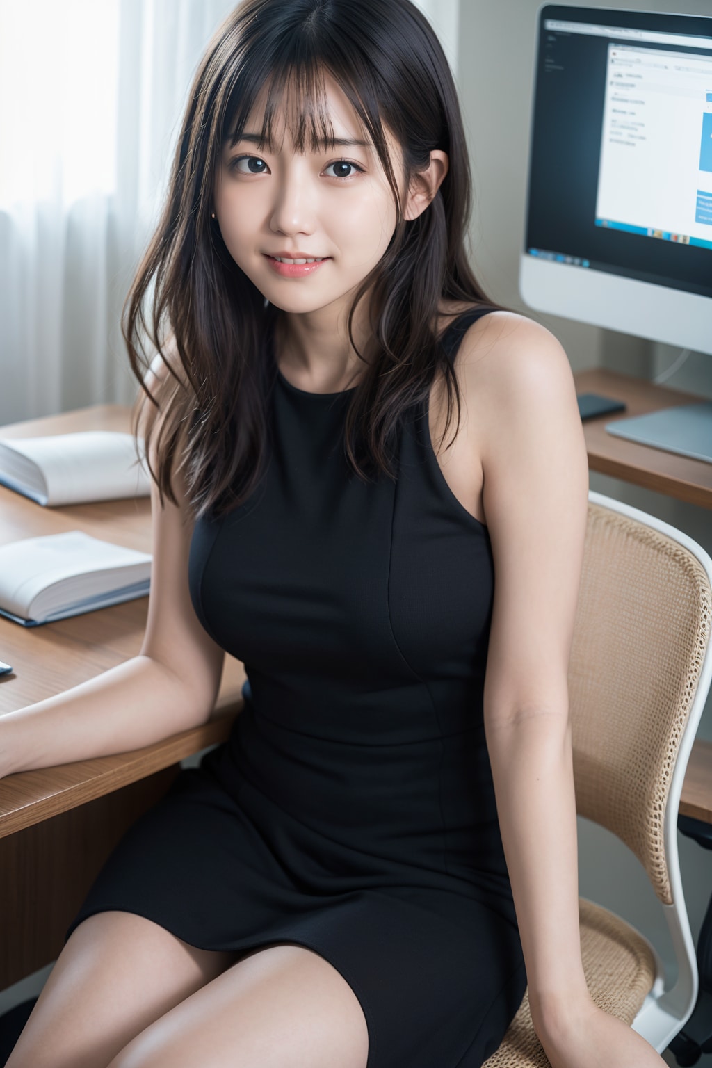 オフィスのドレス姿の女性