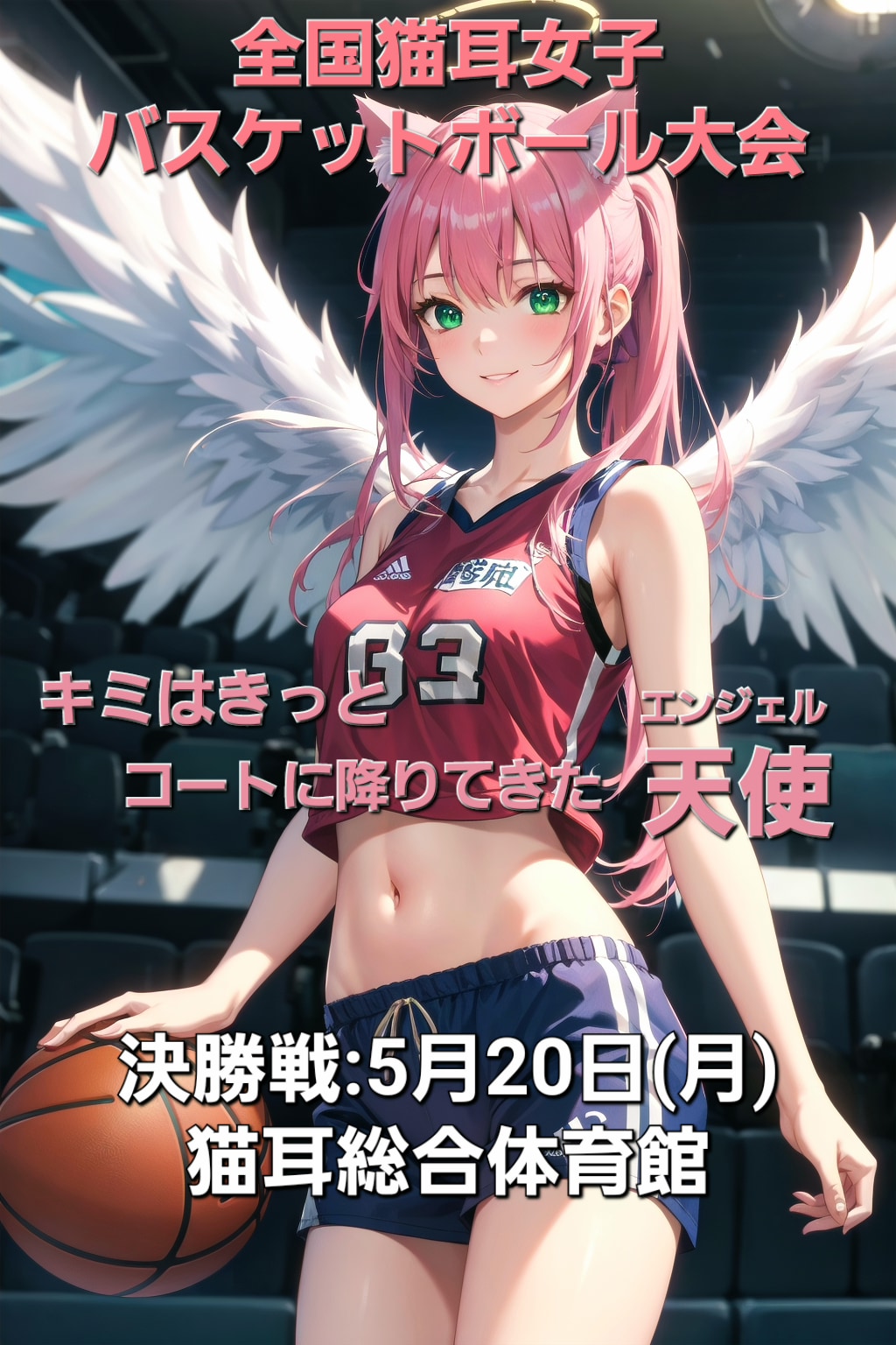 全国猫耳女子バスケットボール大会のポスター🏀