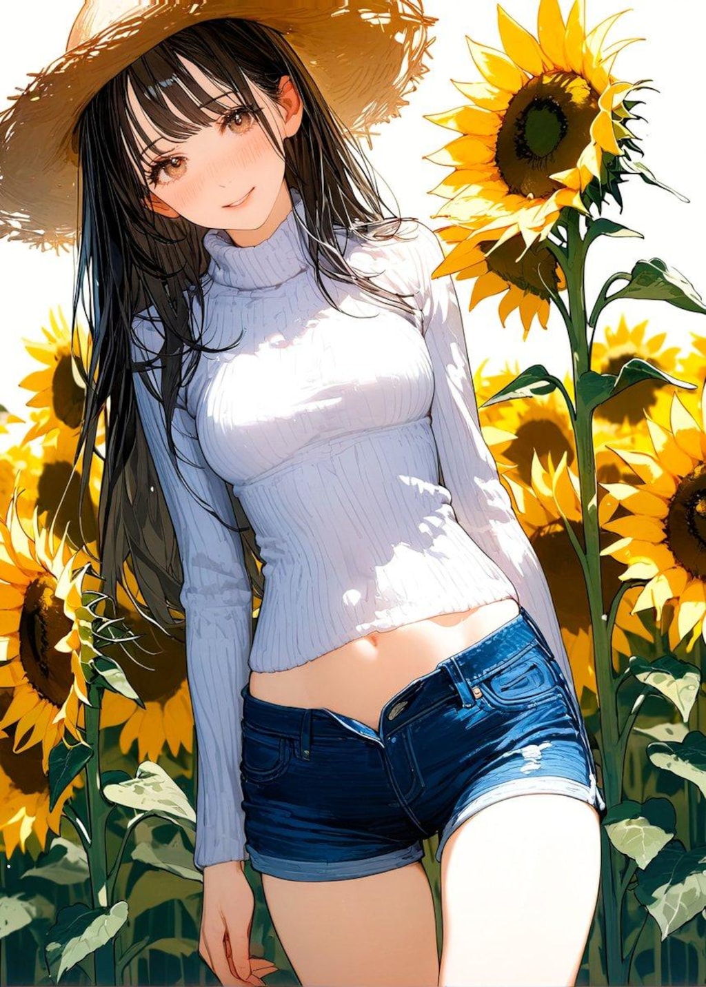 ひまわり畑の元気娘